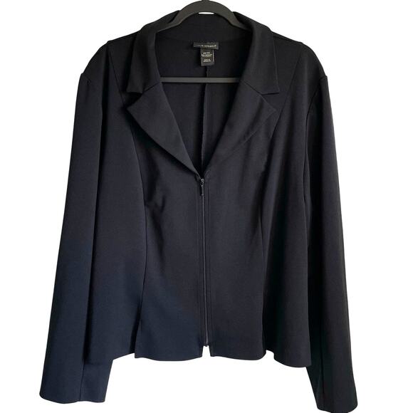 Lane Bryant Blazer Jacket Zip Front Notched Lapels Black Sz 22/24 Staple Neutral - Picture 1 of 9